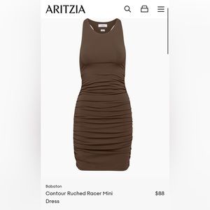 Aritzia Babaton Coffee Bean Ruched Racerback Dress